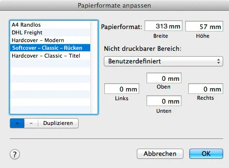 Papierformat anpassen Classic
