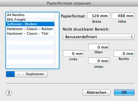 Papierformat anpassen Modern