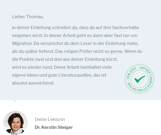 Persönliches Feedback zum Lektorat